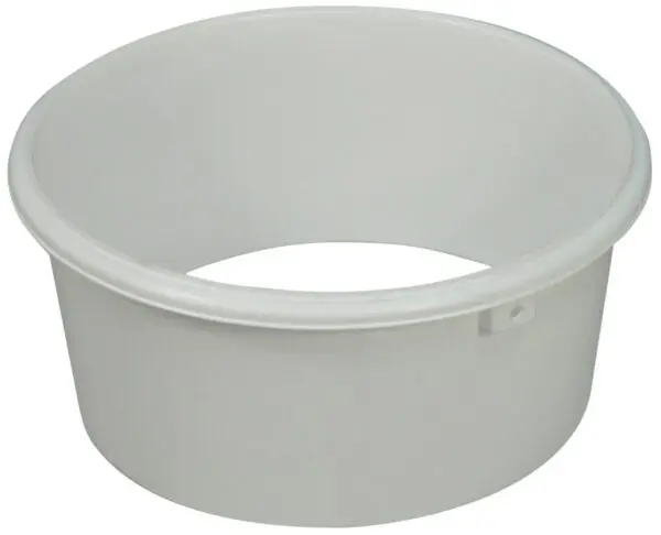 A replacement sleeve for the Solo Skandia Raised Toilet Seat and Frame, featuring a plain, round white plastic design with an open top and smooth sides, shown from a slight angle.