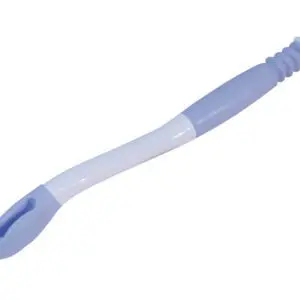 The Hygienic Bottom Wiper features a long, curved handle with a blue grip and a slotted end, designed to assist with personal cleansing.