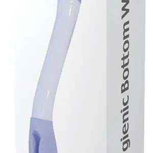 A box containing a Hygienic Bottom Wiper, a long-handled personal hygiene aid, displayed with descriptive product text on its packaging.