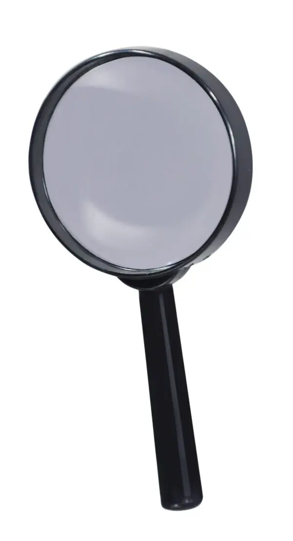 The Magnifier is a round-lens magnifying glass with a black handle, displayed against a white background.