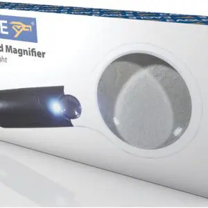 Box featuring the Eagle Handheld Magnifier with LED Light, displaying an image of the magnifier on its packaging.