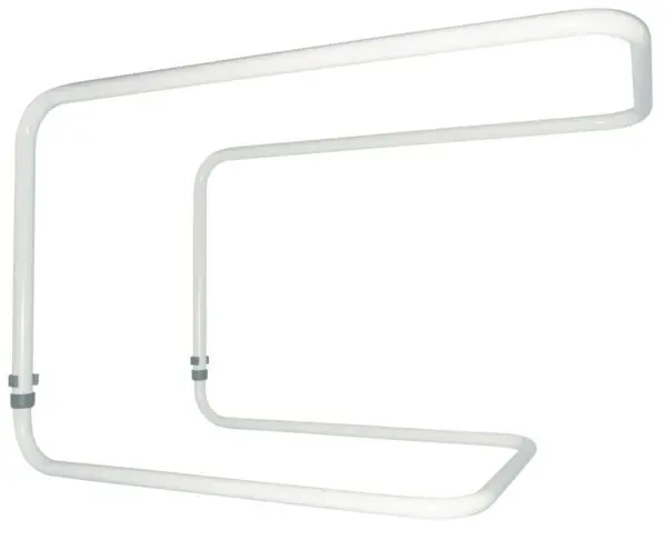 The Height Adjustable Bed Cradle, a white tubular frame designed to keep bedding off the body, is shown against a plain background.