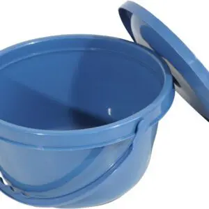 A Folding Commode with a handle and a matching lid placed to the side.