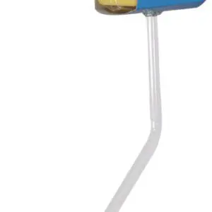 The Long-Handled Bath Sponge features a yellow sponge and a white angled handle, making it easy to reach and clean during bathing.