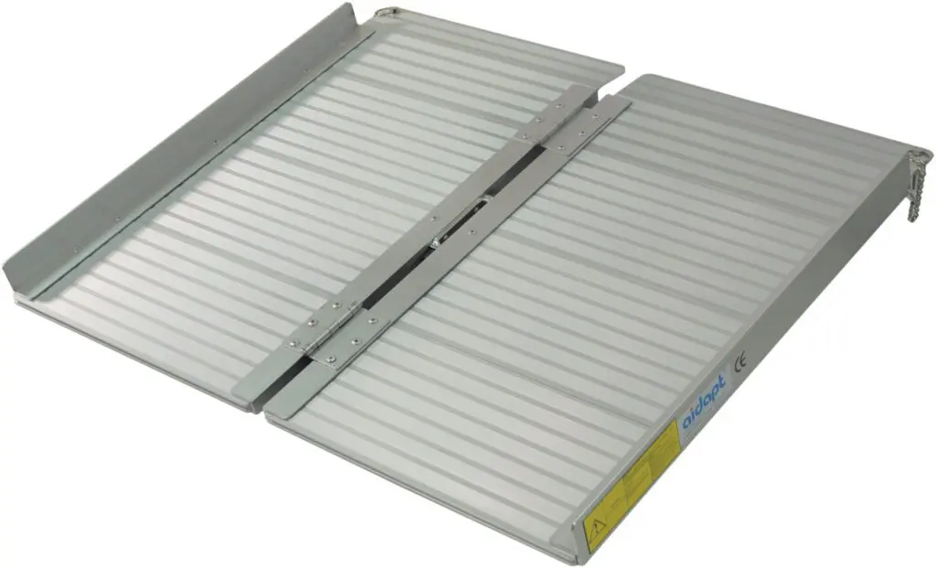 The Lightweight Suitcase Ramp - 610 mm (2 ft) is a portable, folding aluminium ramp with a ribbed surface and raised edges, displayed open on a white background.