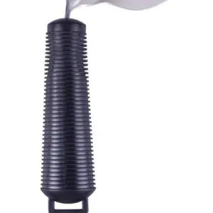 A Bendable Cutlery Set (6 piece) with black handles is shown on a white background, featuring one utensil's metal head in three positions to illustrate its rotating or swinging motion.