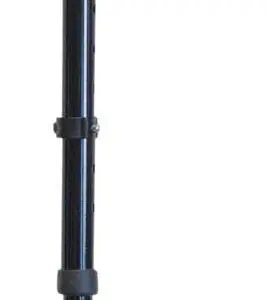 The Palm Grip Ergonomic Handled Walking Stick for the left hand, featuring a black adjustable shaft, moulded ergonomic handle, and rubber tip, stands upright against a white background.