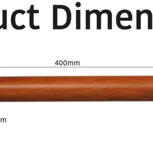 Modern Grab Rail 400mm with wood and metal handle; dimensions: 400mm length, 38mm height, 76mm base to top, and 57mm base width.