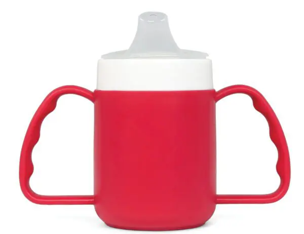 Adult Drinking Cup with 140ml capacity, featuring two large side handles and a translucent spout for easy use.