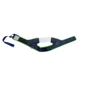 Patient Turner Belts (Copy) in dark blue with a white central panel, green trim, and adjustable blue straps.