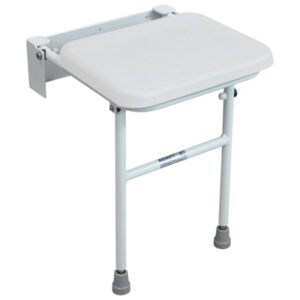 Solo Compact Padded Shower Seat with Leg - WHITE