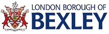 London Borough of Bexley logo featuring a coat of arms with two red lions and stylised text reading "London Borough of Bexley.
